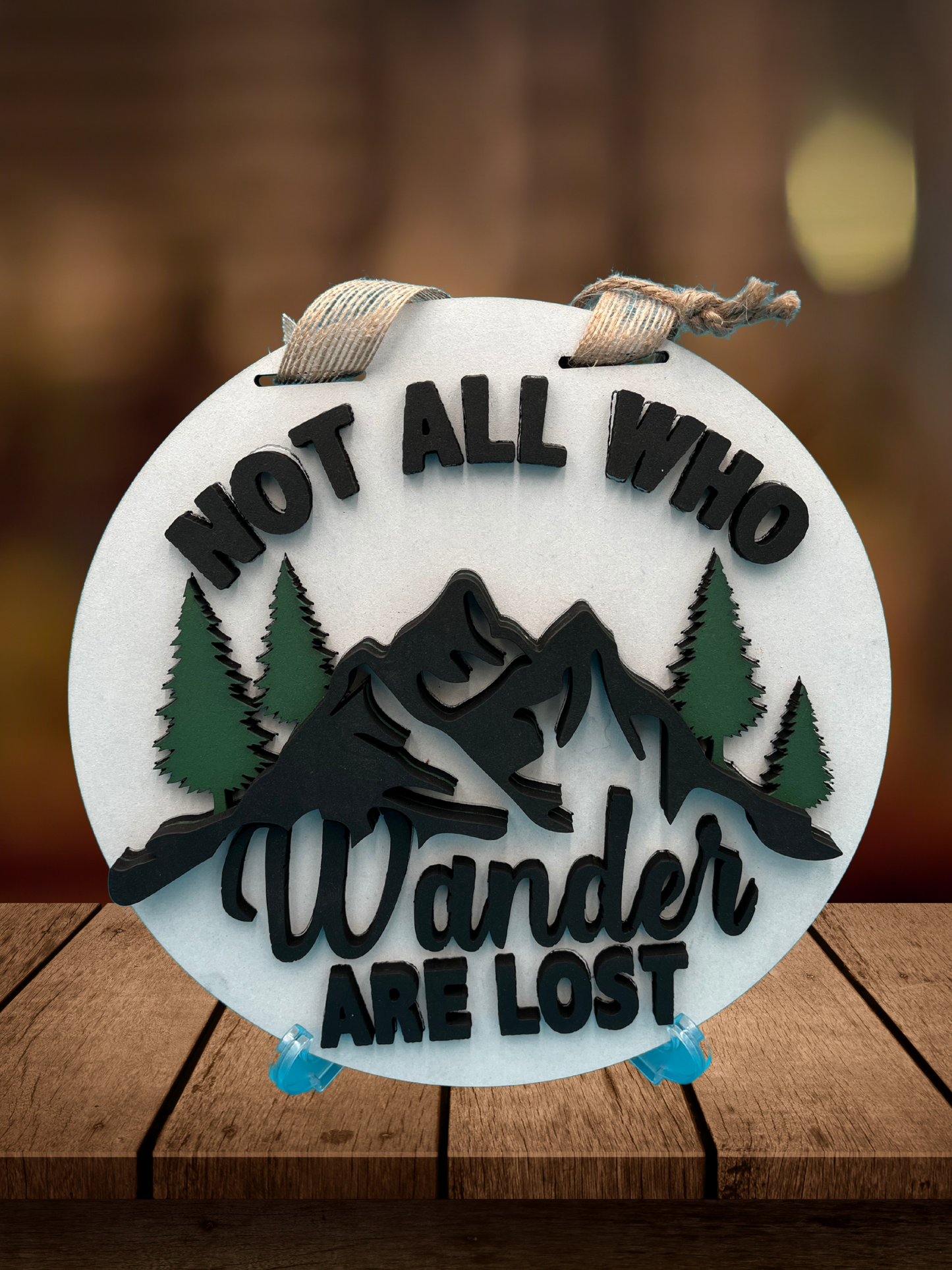 "Not All Who Wander Are Lost" Mountain Scene Door Sign
