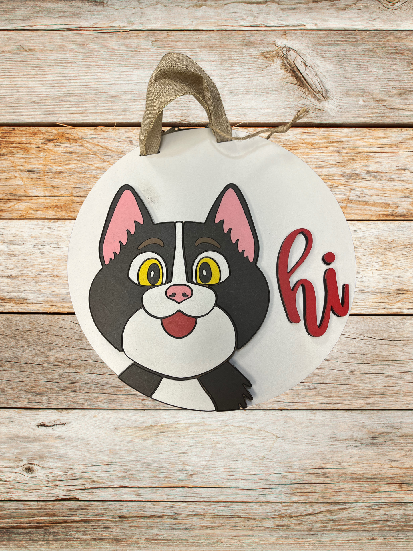 10-Inch Cat "Hi" Door Sign