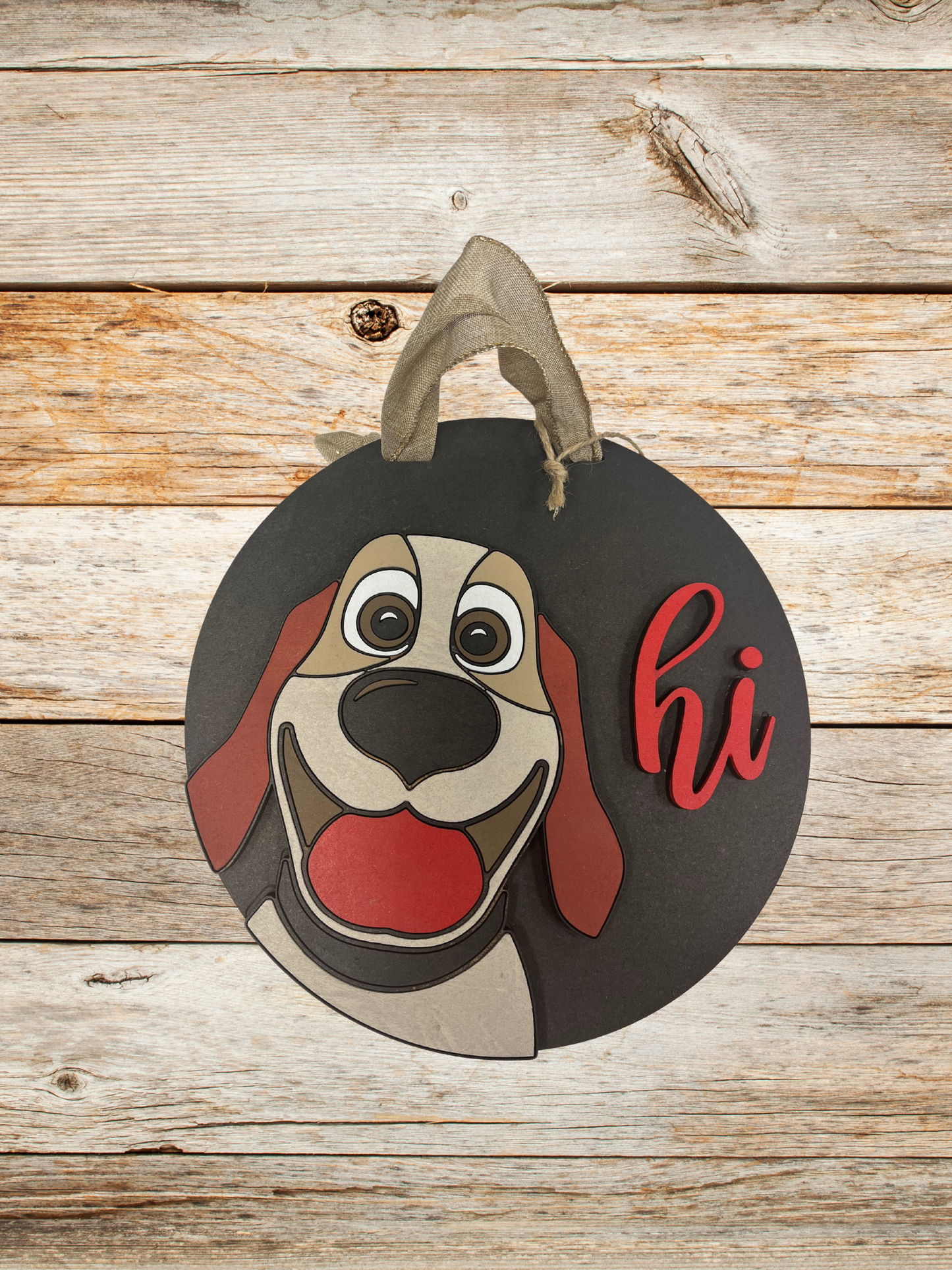 10-Inch Dog "Hi" Door Sign