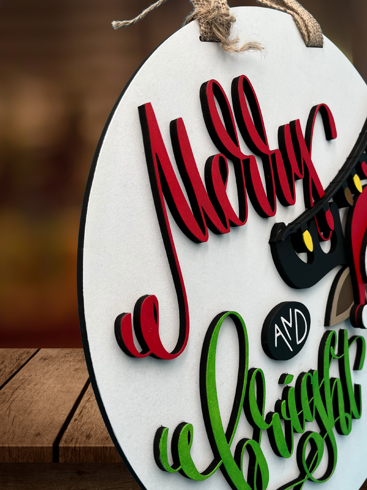 "Merry and Bright" Reindeer Door Sign