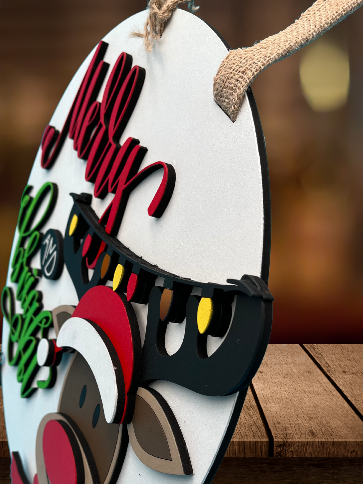 "Merry and Bright" Reindeer Door Sign