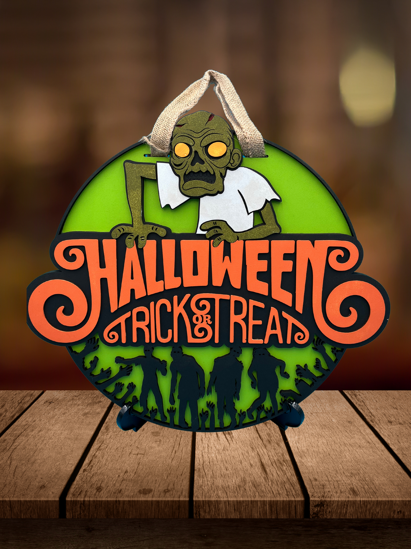 "Happy Halloween" Zombie Door Sign