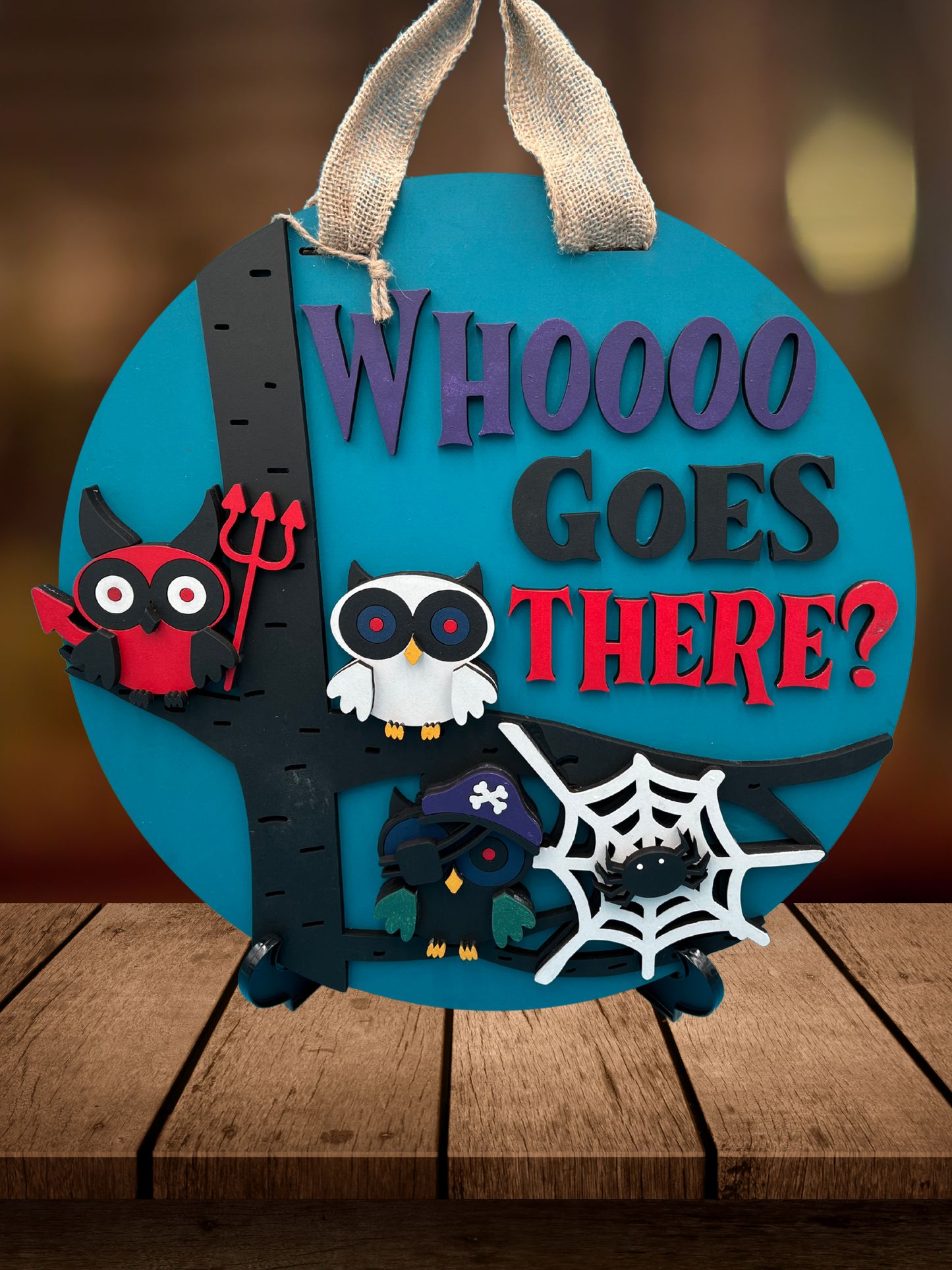 "Whoooo Goes There" Halloween Owl Door Sign