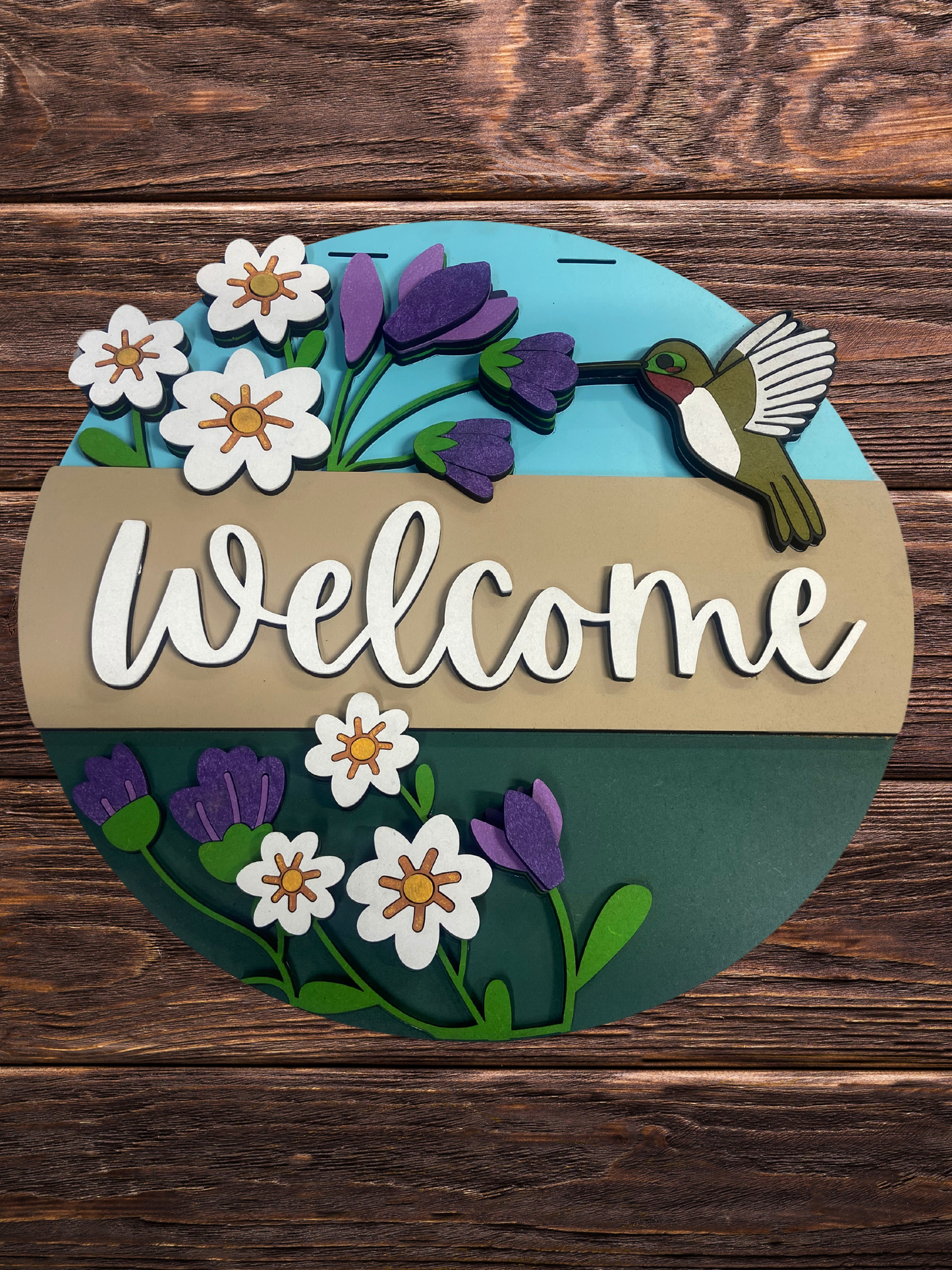 Hummingbird "Welcome" Door Sign
