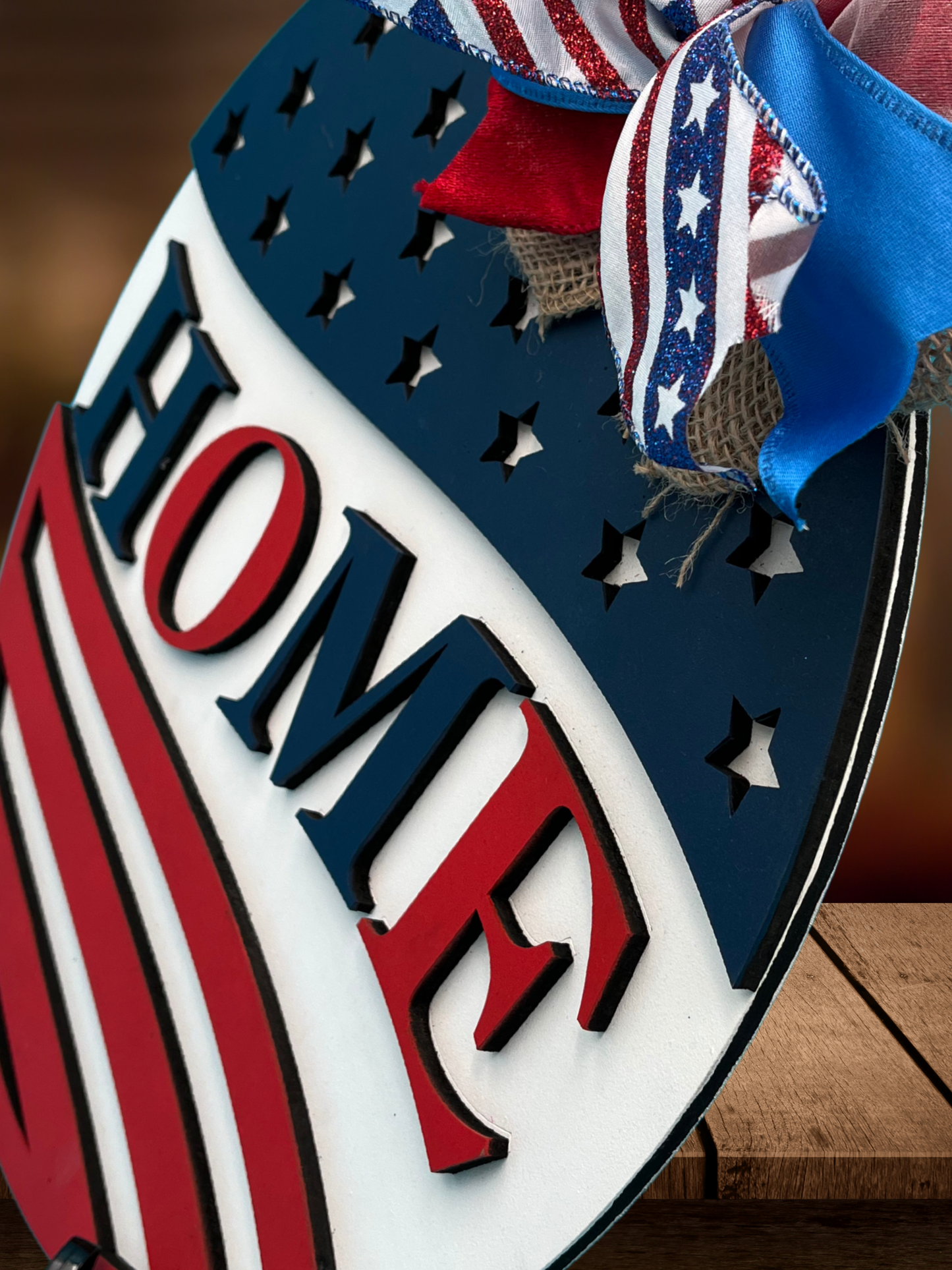 "Home" Patriotic Design Door Sign