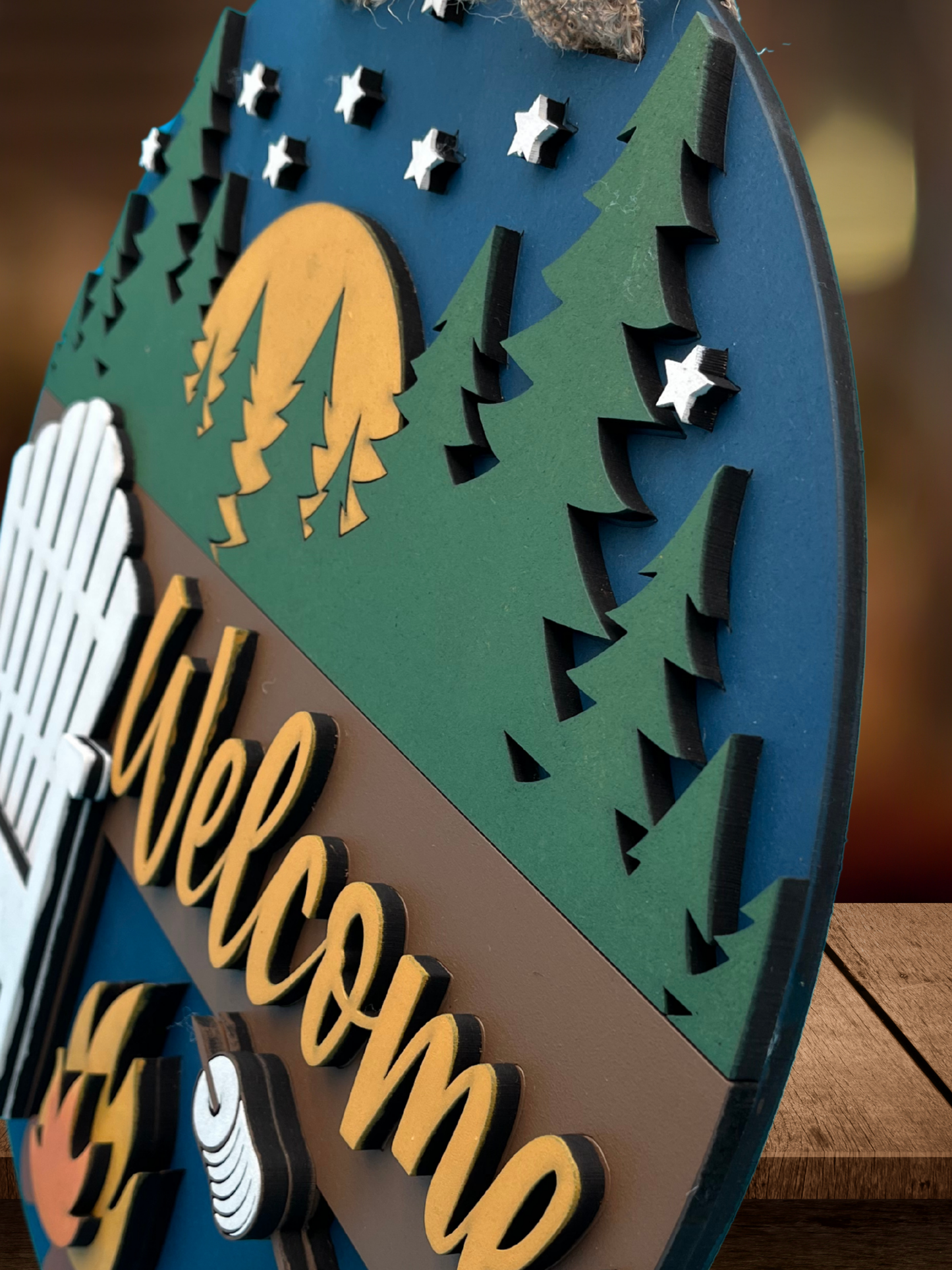 Welcome Campfire Scene Door Sign