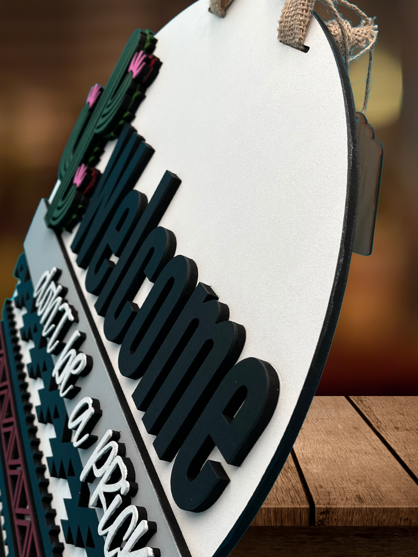 16-Inch Don't Be A Prick Cactus Door Sign