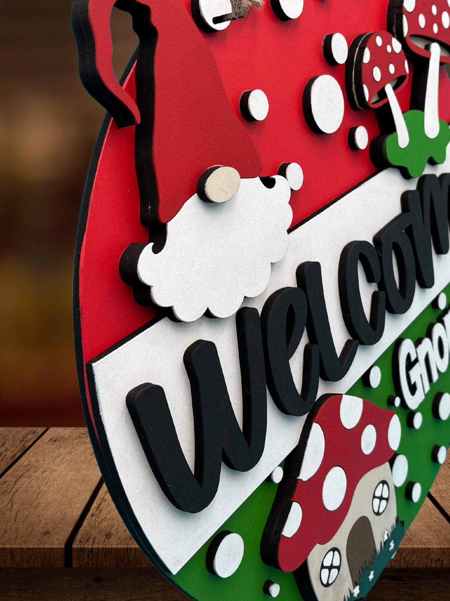 Gnome and Mushroom House Door Sign