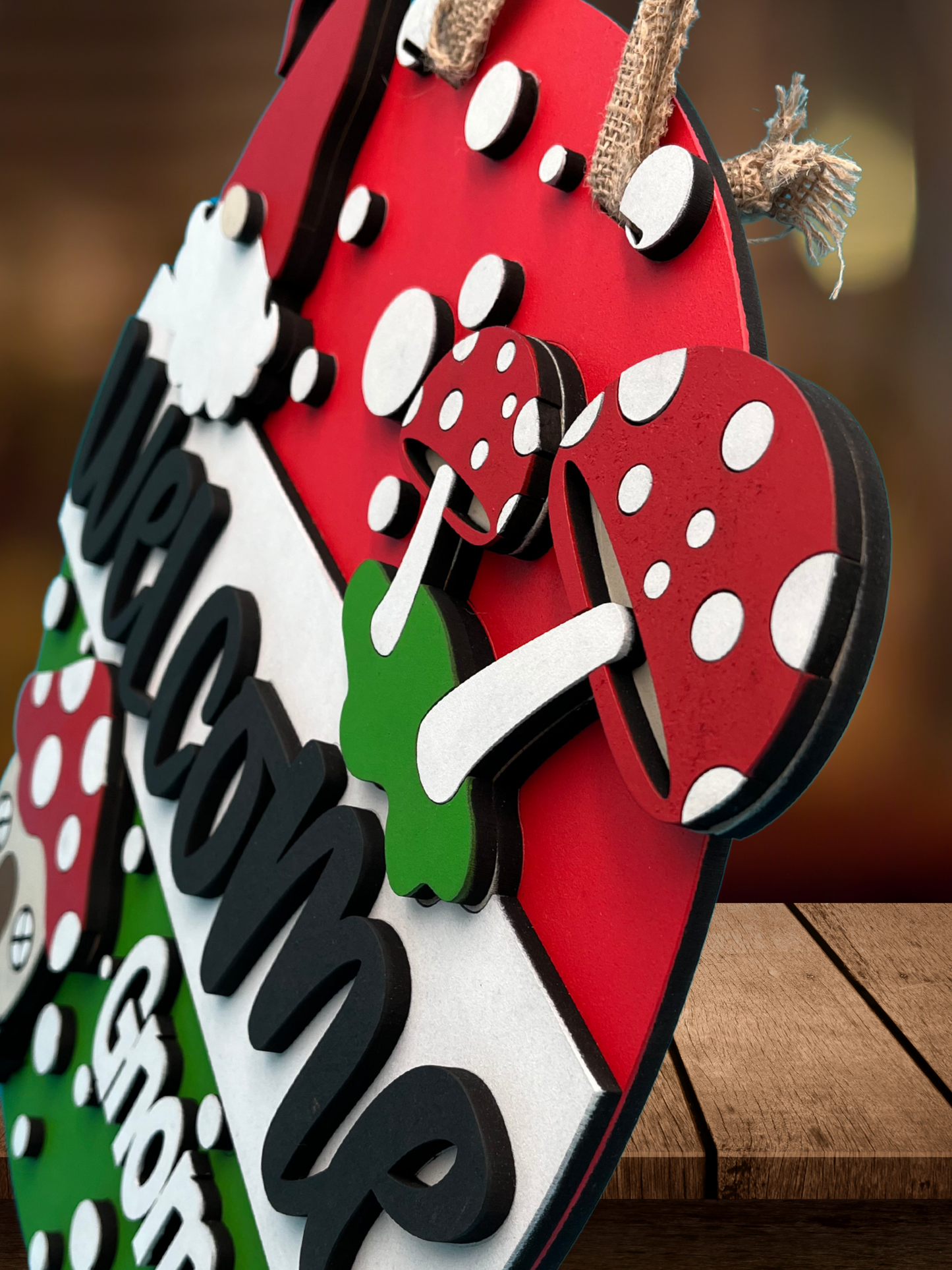 Gnome and Mushroom House Door Sign