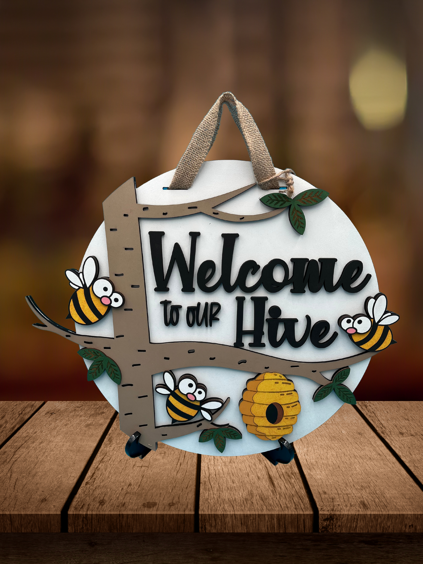 Welcome to our Hive" Bee-Themed Door Sign - Embrace Nature's Warmth