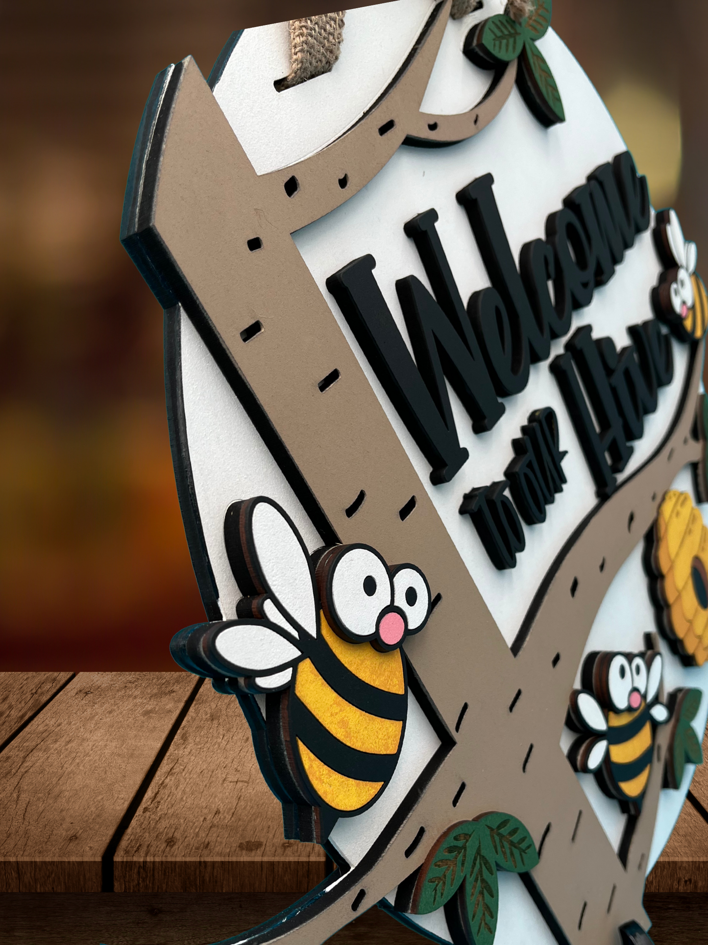 Welcome to our Hive" Bee-Themed Door Sign - Embrace Nature's Warmth