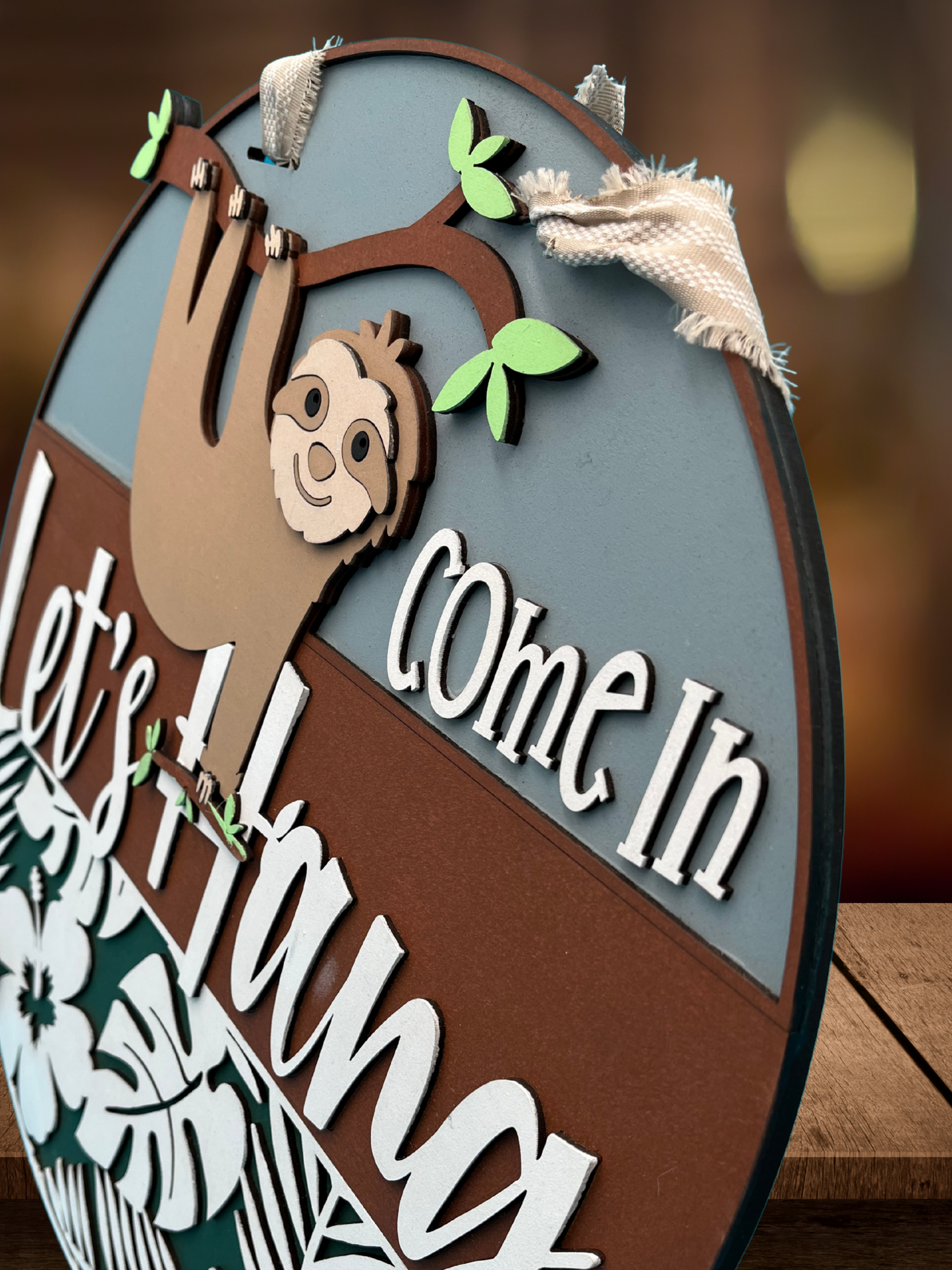 "Come In, Let's Hang" Sloth Door Sign