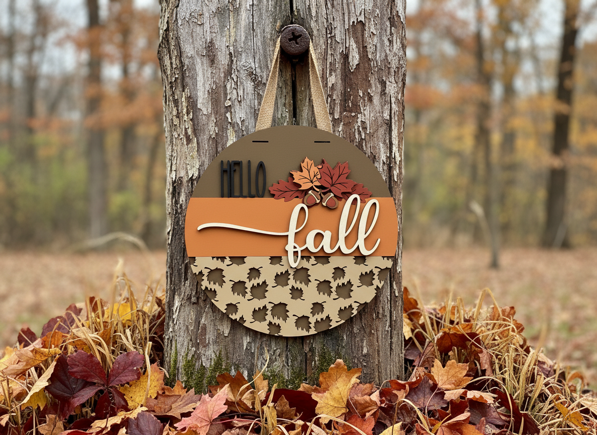 Fall Door Sign – Autumn Seasonal Decor for Front Door & Entryway