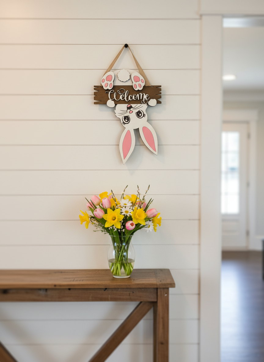 Bunny Door Sign – Handcrafted Spring & Easter Farmhouse Décor