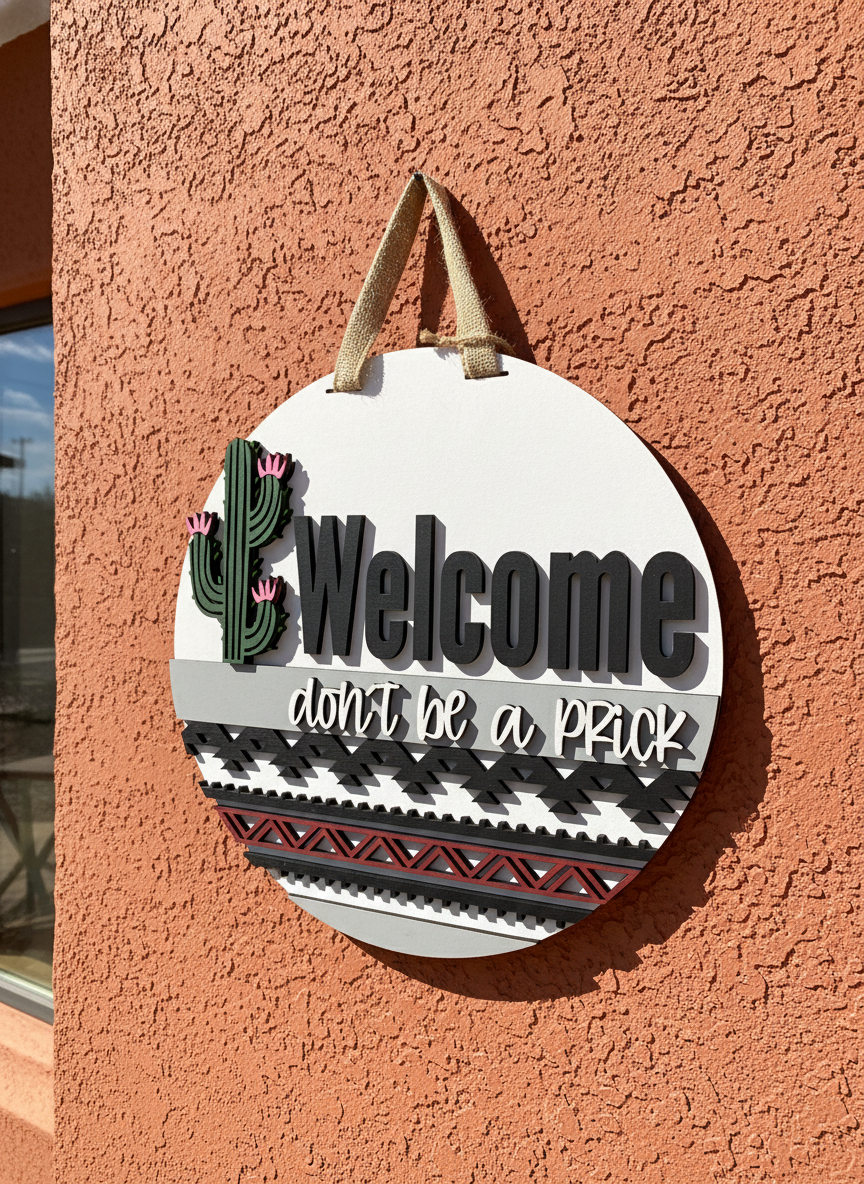 Don't Be A Prick Cactus Door Sign