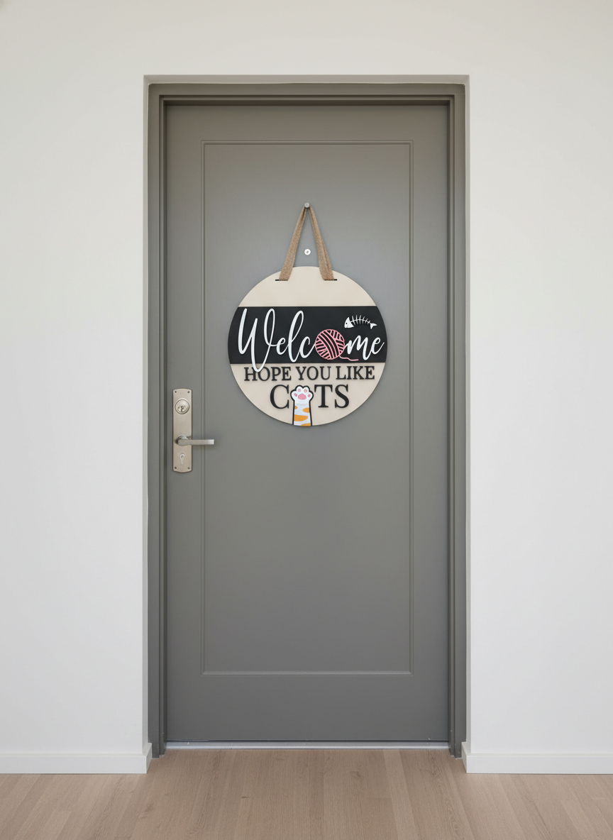 “Welcome” Cat, Dog & Paw Door Sign – Pet Lover Home Decor