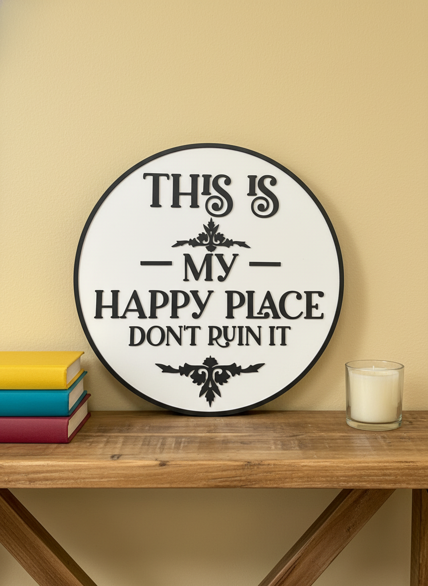 This Is My Happy Place Sign | Funny Wall Decor | Handmade Zen Decor