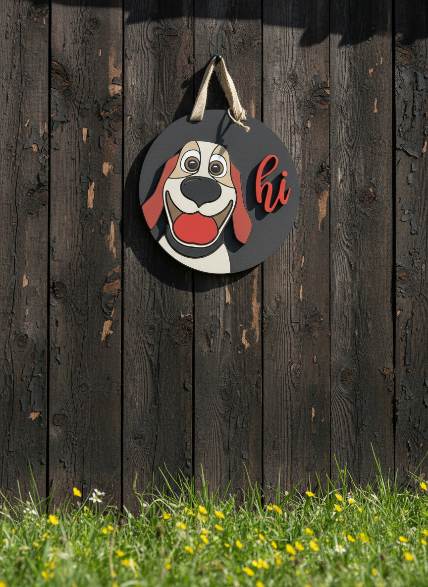 10-Inch Dog "Hi" Door Sign