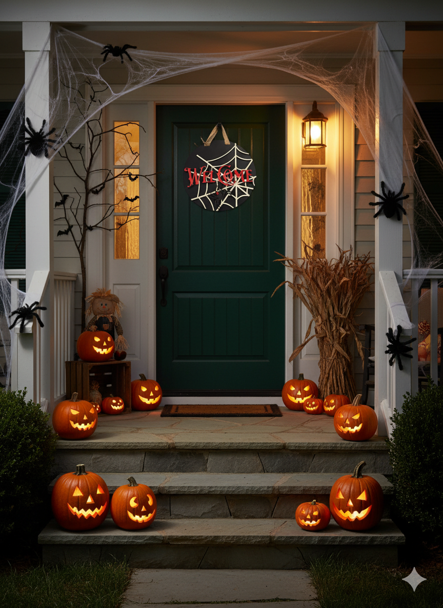 Welcome Spider and Web Door Sign
