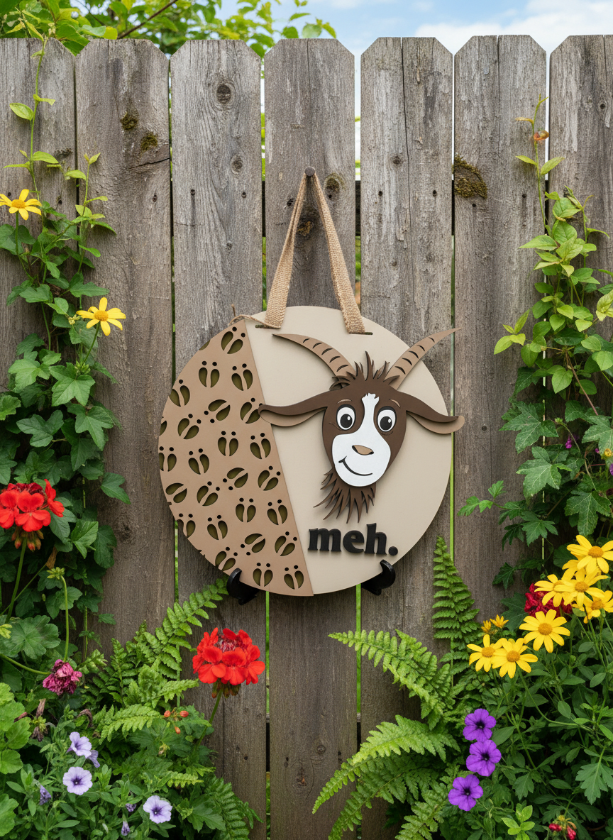 "Meh" Goat Door Sign