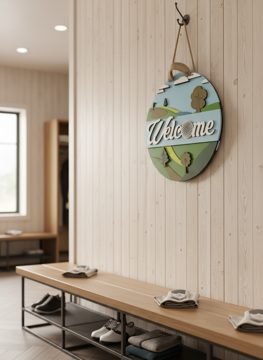 Golf “Welcome” Door Sign – Handcrafted Home & Golf Décor