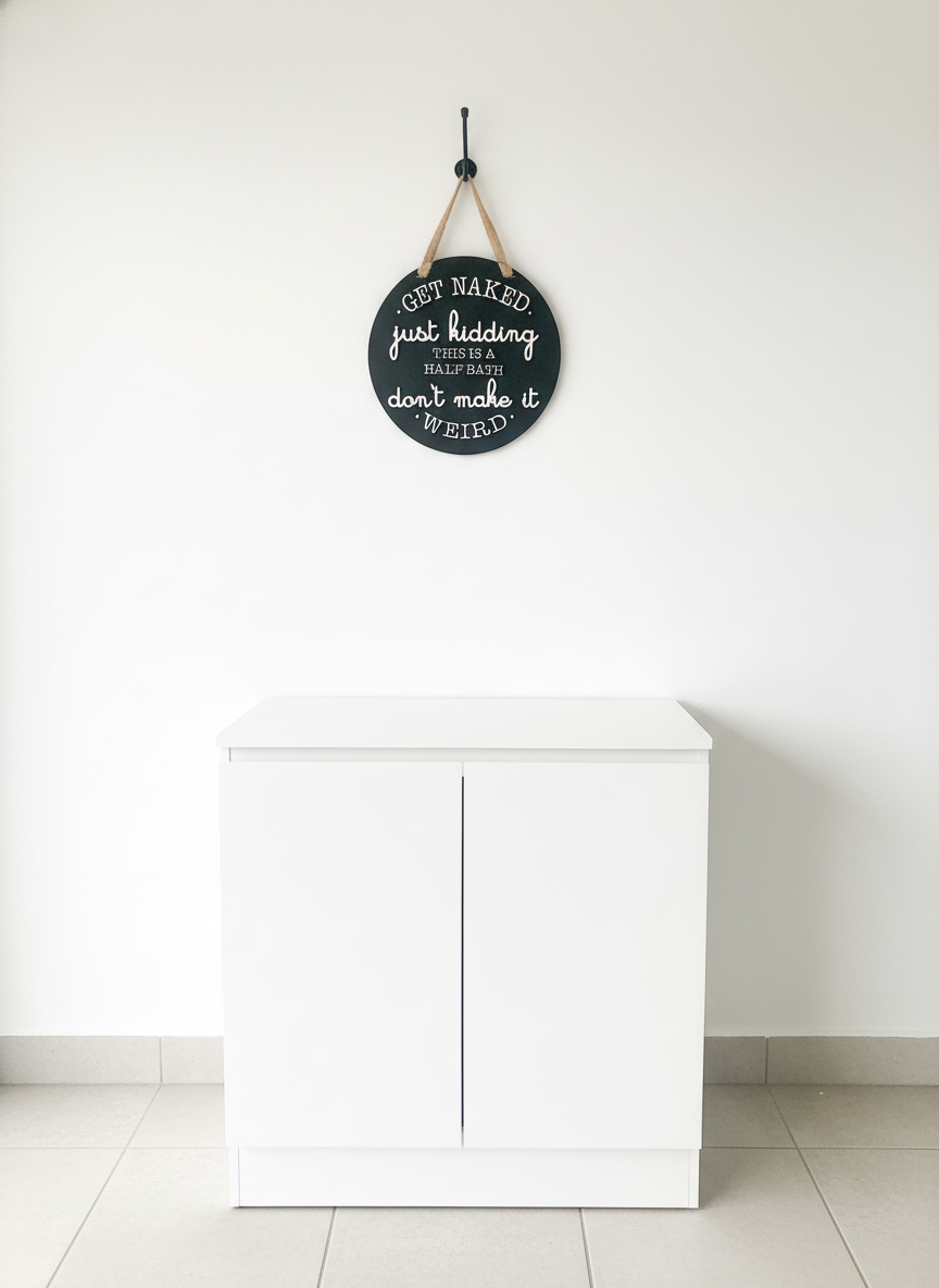 Get Naked Door Sign – Funny Bathroom & Home Décor Sign (10” Round)