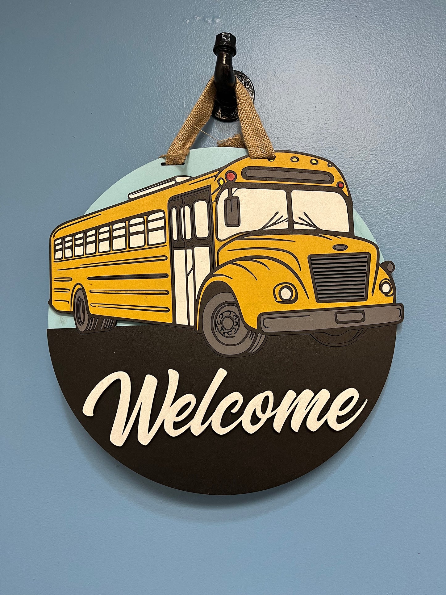 "Welcome Bus" Door Sign