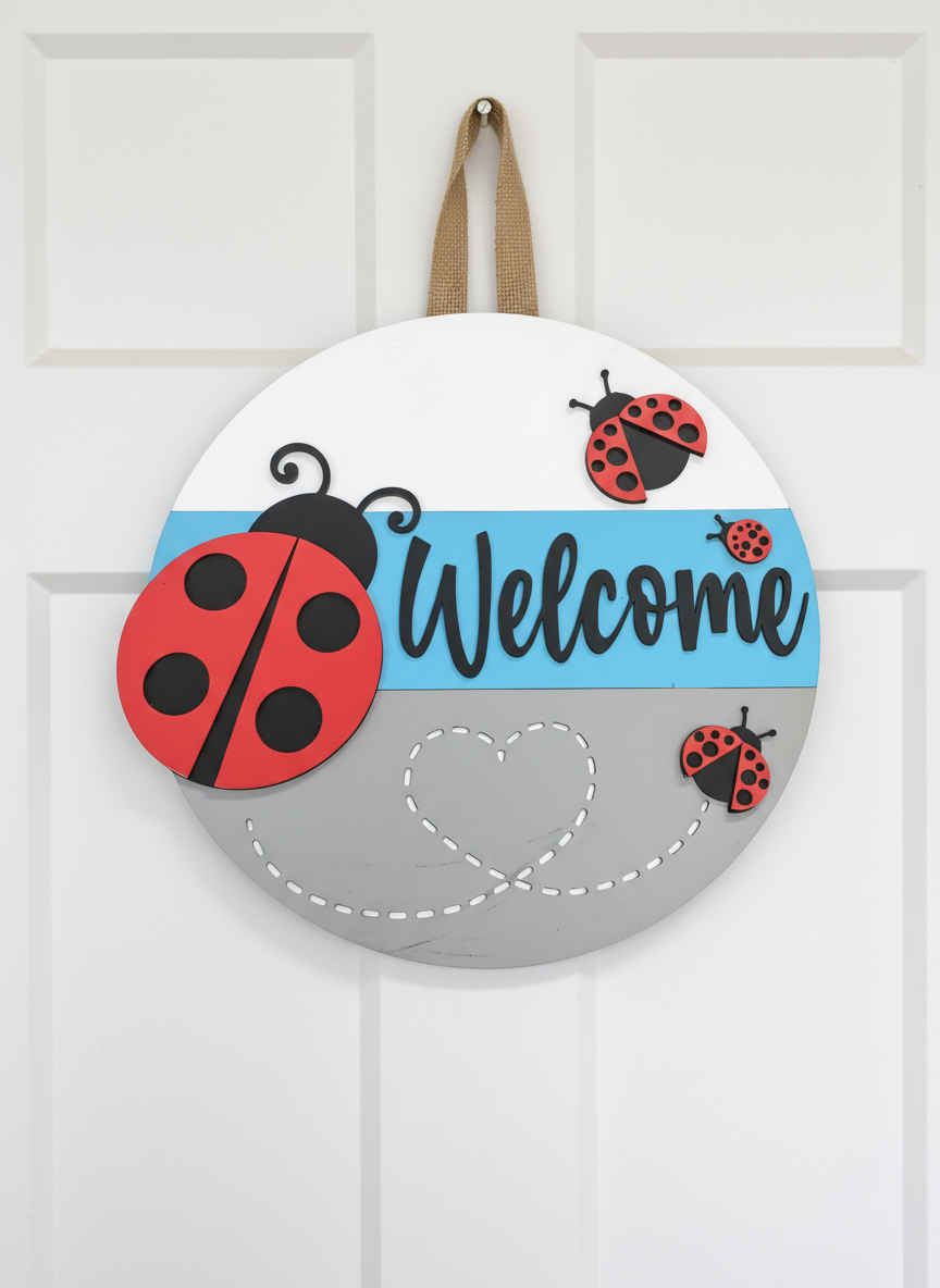 Welcome Ladybugs Door Sign – Charming Indoor & Outdoor Home Decor