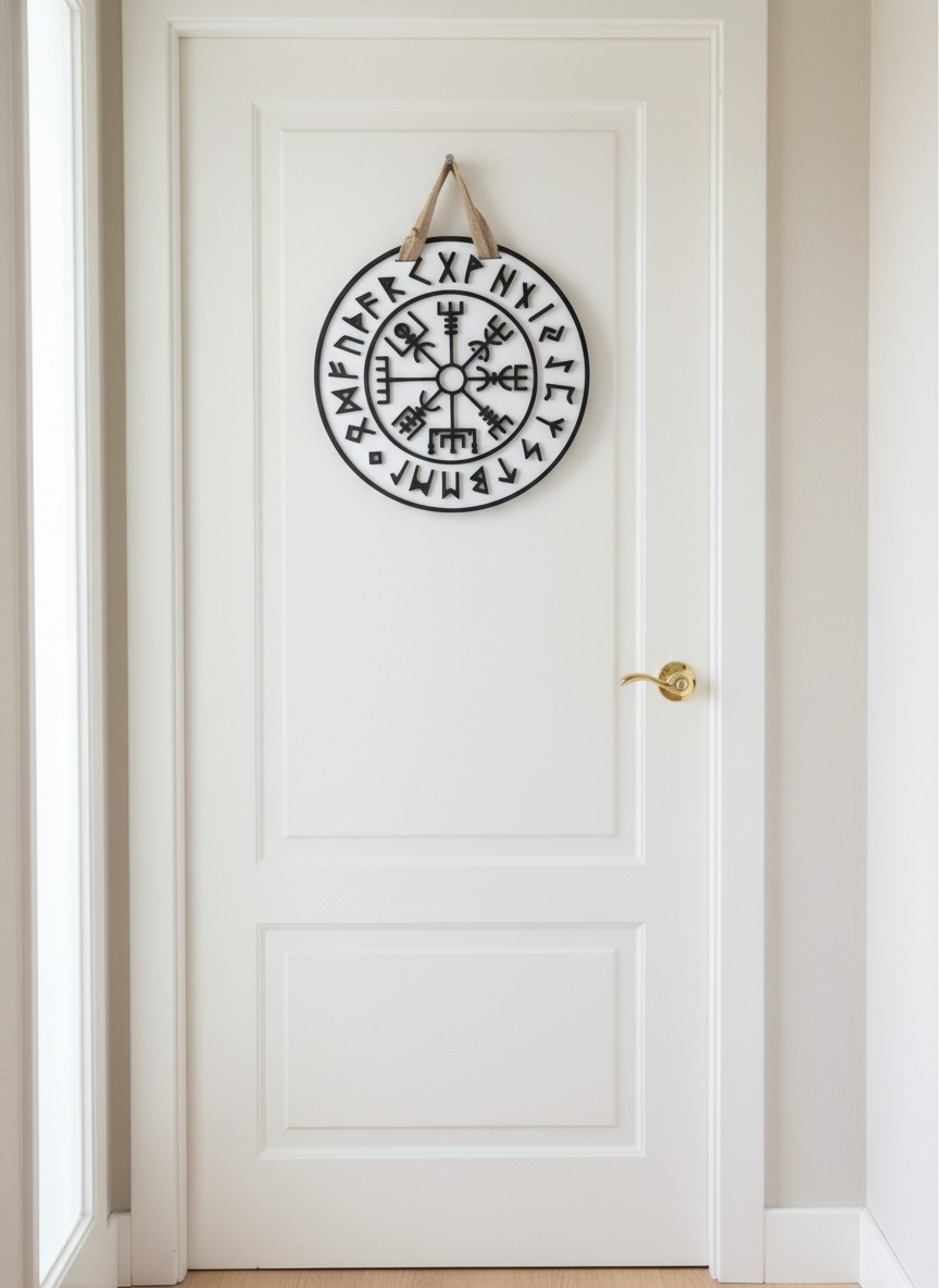Viking Compass Door Sign – Vegvísir Wall Decor for Adventure Lovers