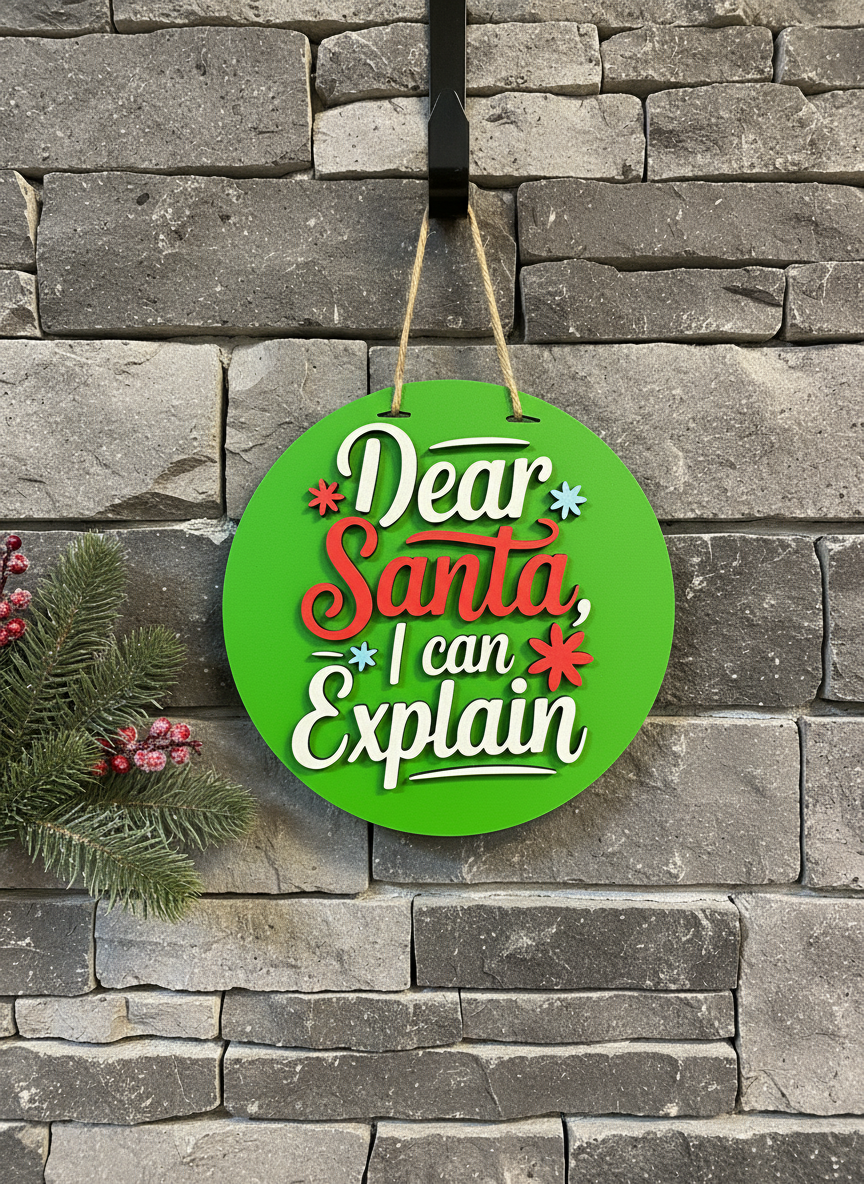 10 Inch "Dear Santa I can Explain" Door Sign