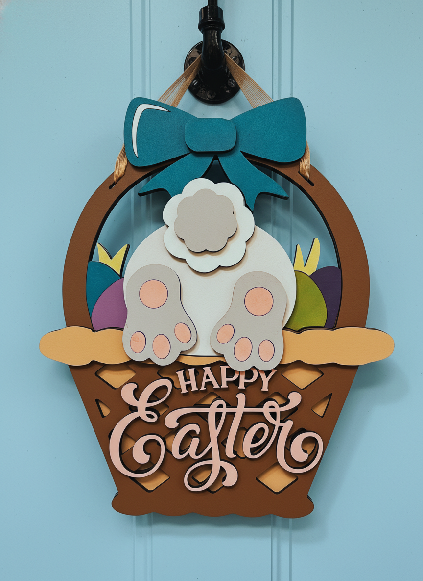 Easter Bunny Door Sign – Handcrafted Spring & Holiday Home Décor