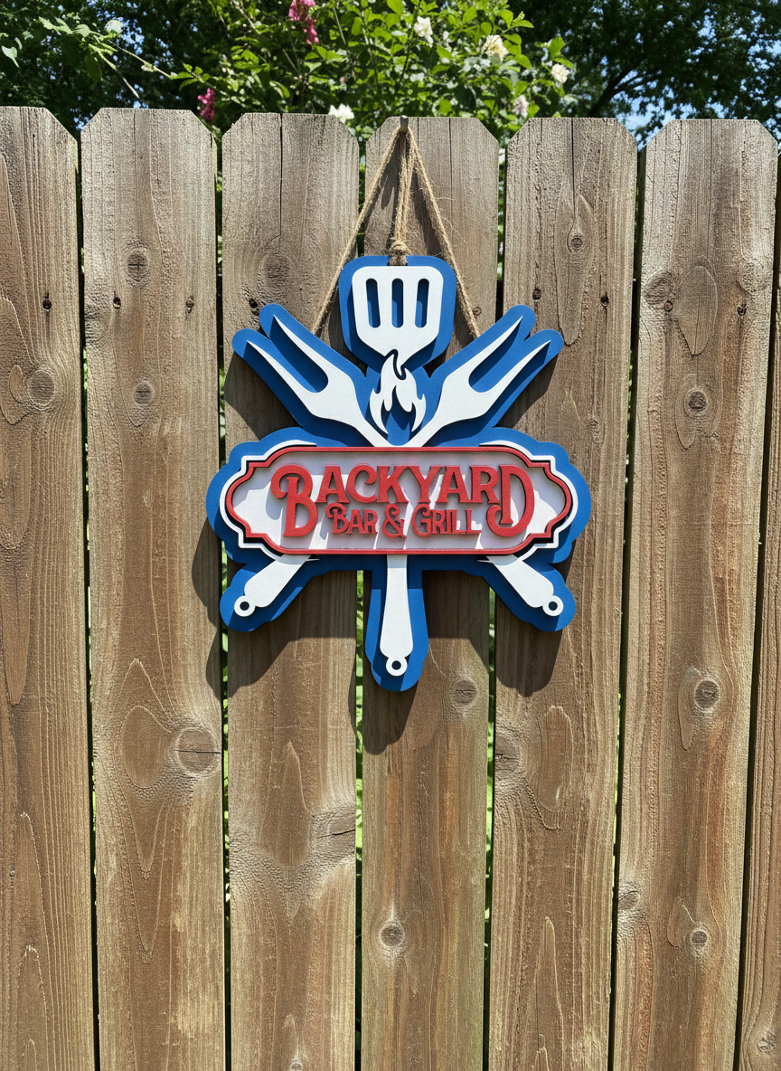 "Backyard Bar & Grill" Door Sign