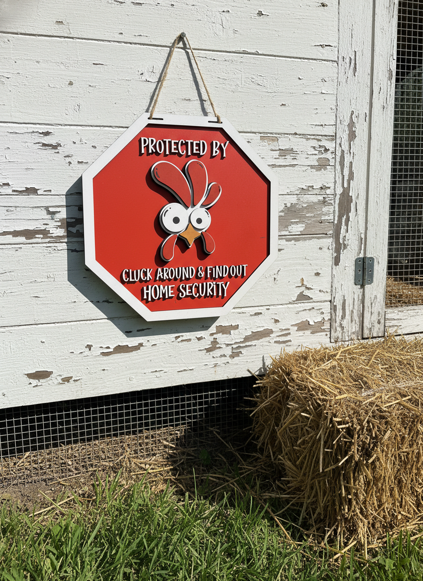 Cluck Around and Find Out" Chicken Door Sign