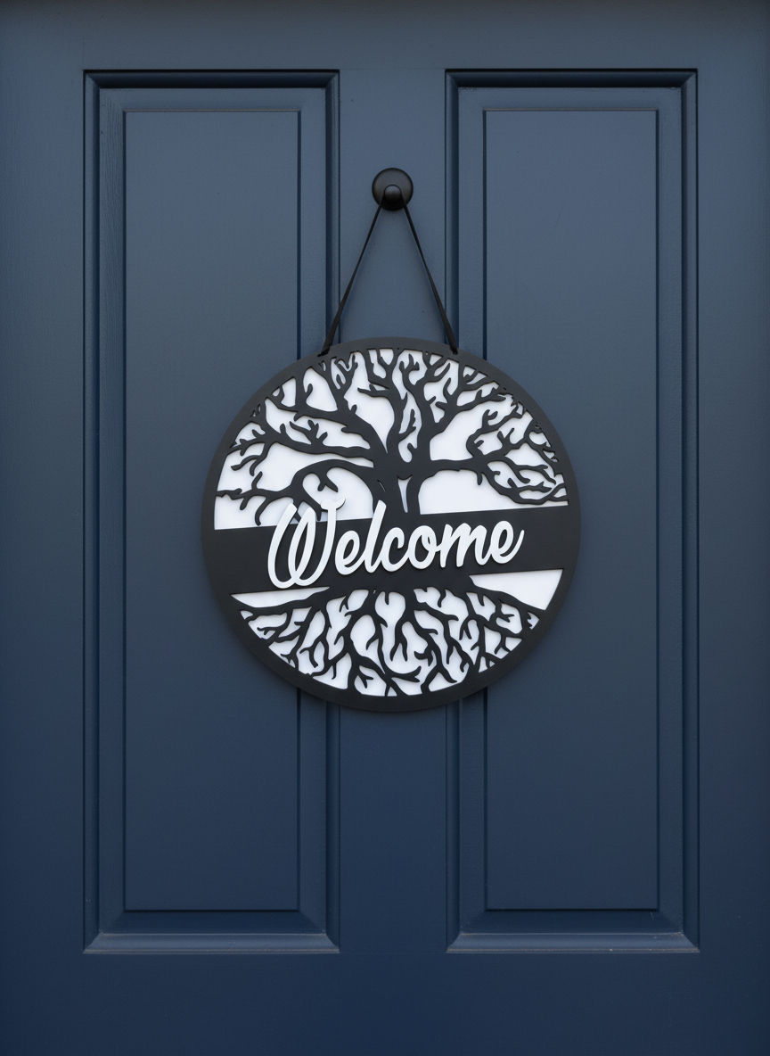 "Welcome" Tree of Life Door Sign – Inspirational Home & Outdoor Decor