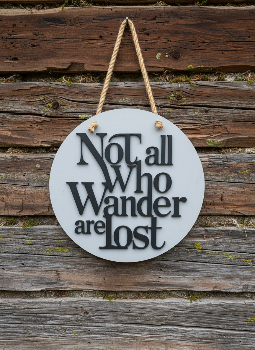 "Not All Who Wander Are Lost" Door Sign – Travel & Adventure Wall Decor