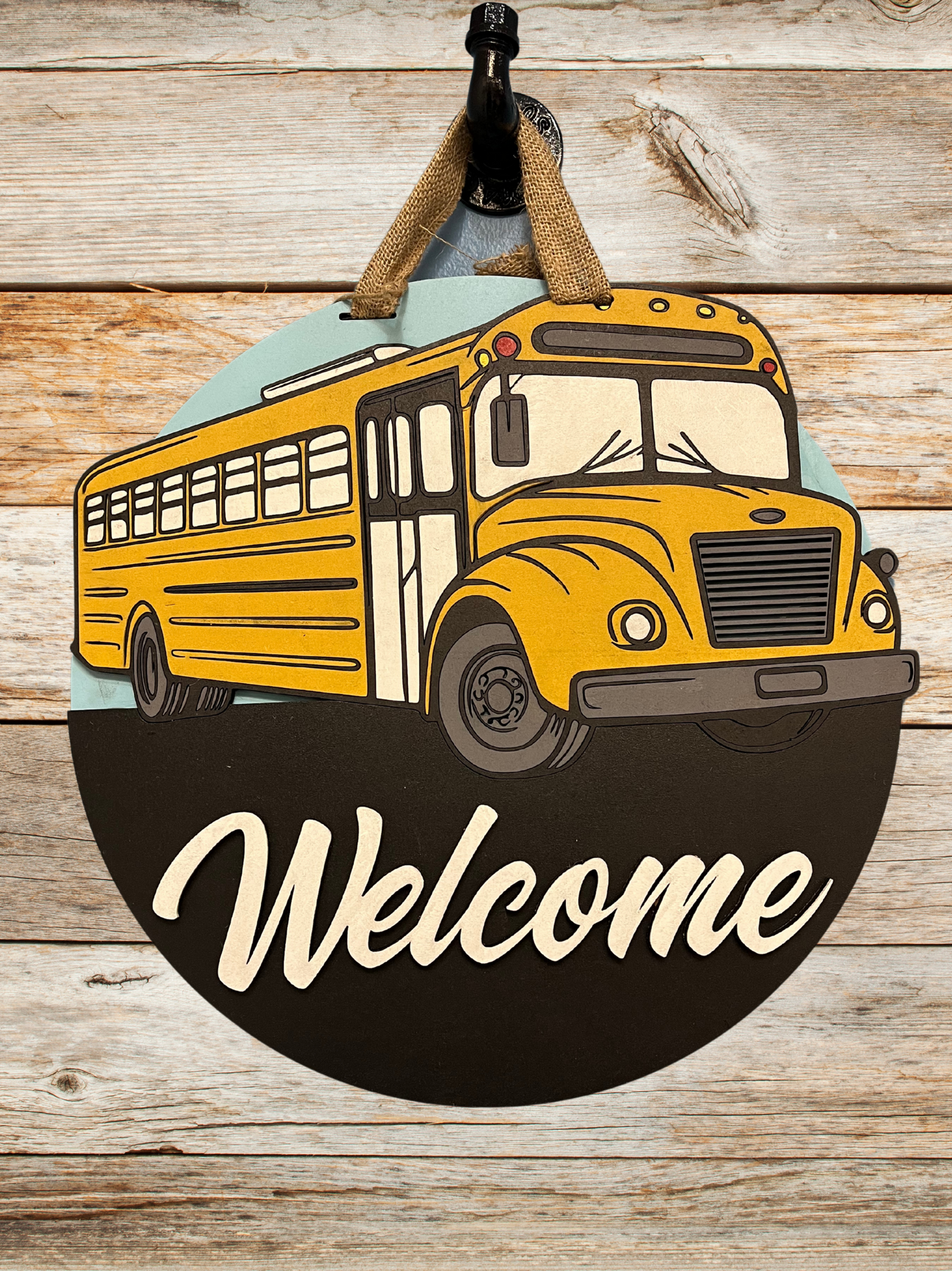 "Welcome Bus" Door Sign