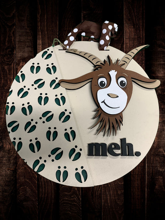 Quirky "Meh" Goat Door Sign - Embrace Playful Charm