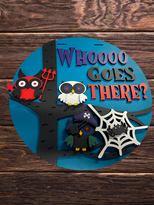 "Whoooo Goes There" Halloween Owl Door Sign