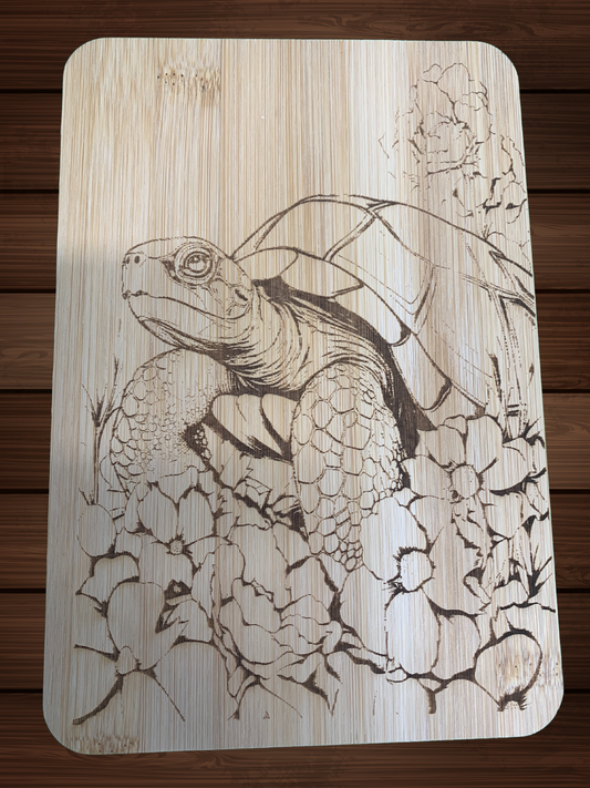 Laser Engraved Bamboo Cutting Board with Sea Turtle Design – 6" x 8"