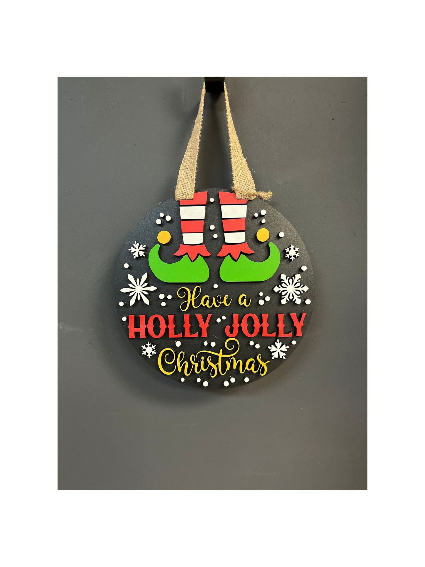 10 Inch Playful Elf "Have A Holly Jolly Christmas" Door Sign