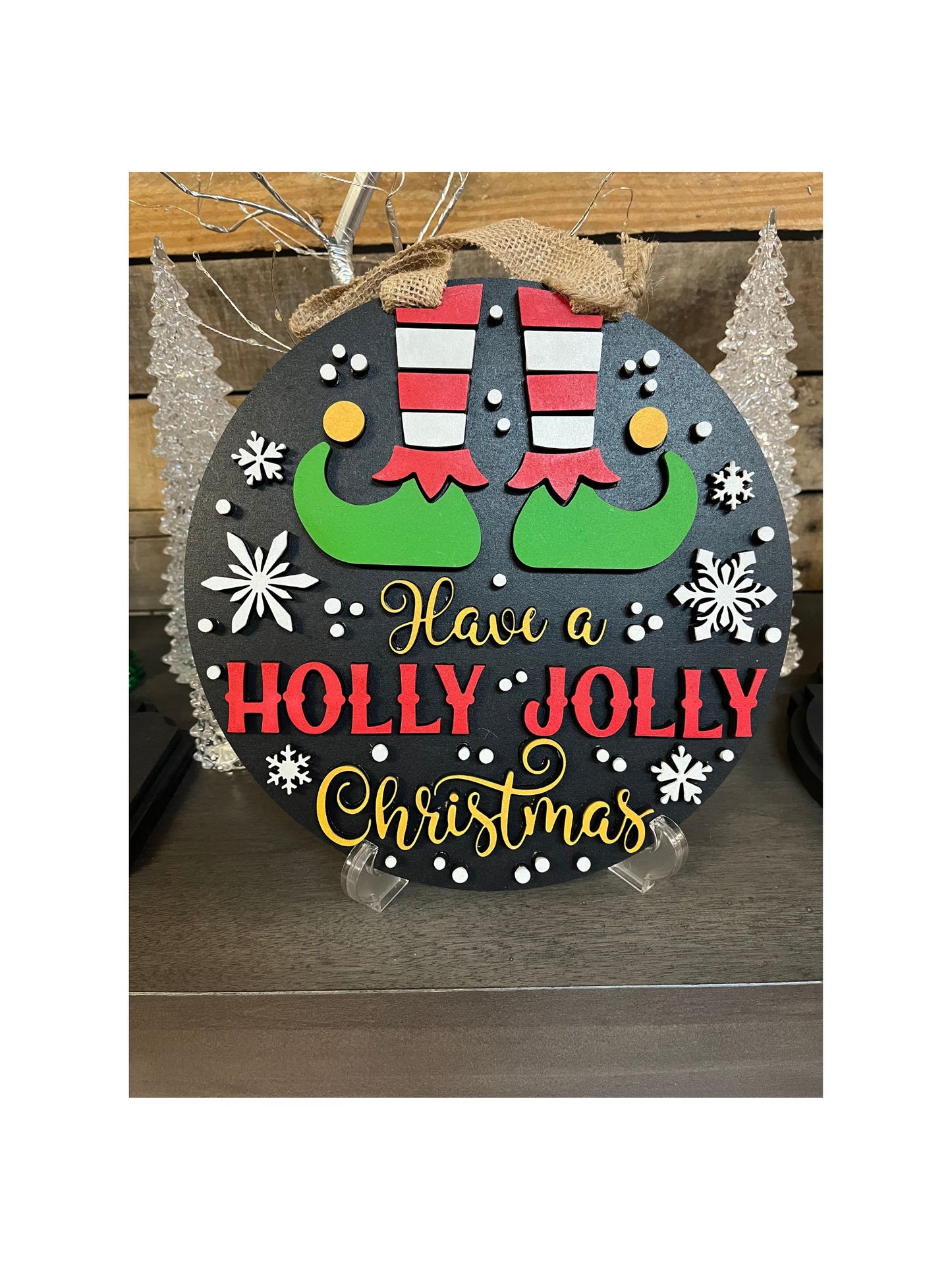 10 Inch Playful Elf "Have A Holly Jolly Christmas" Door Sign