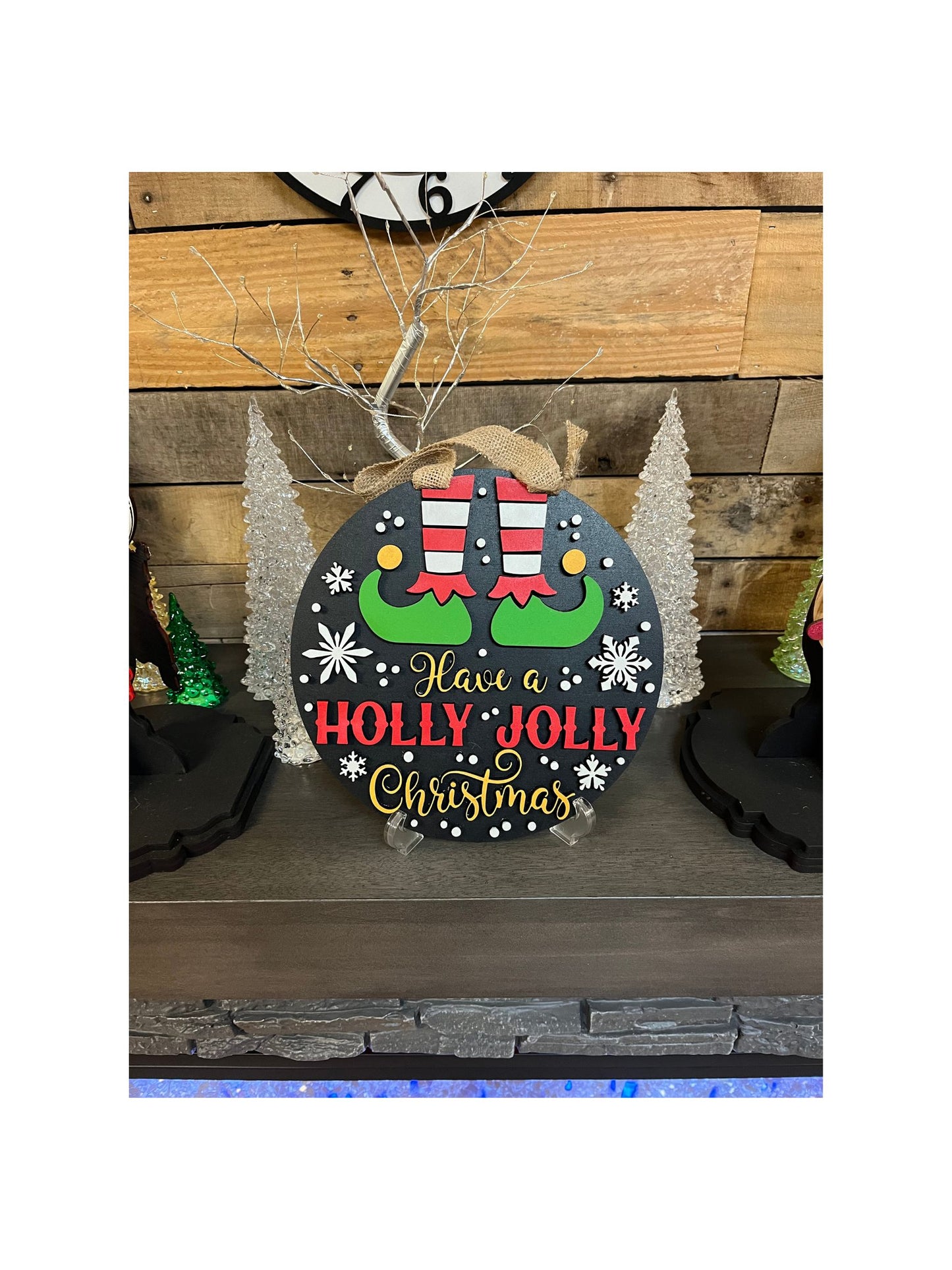 10 Inch Playful Elf "Have A Holly Jolly Christmas" Door Sign