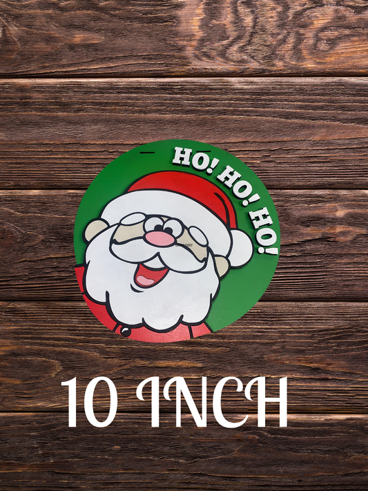 Playful Santa "Ho! Ho! Ho!" Door Sign 10 Inch