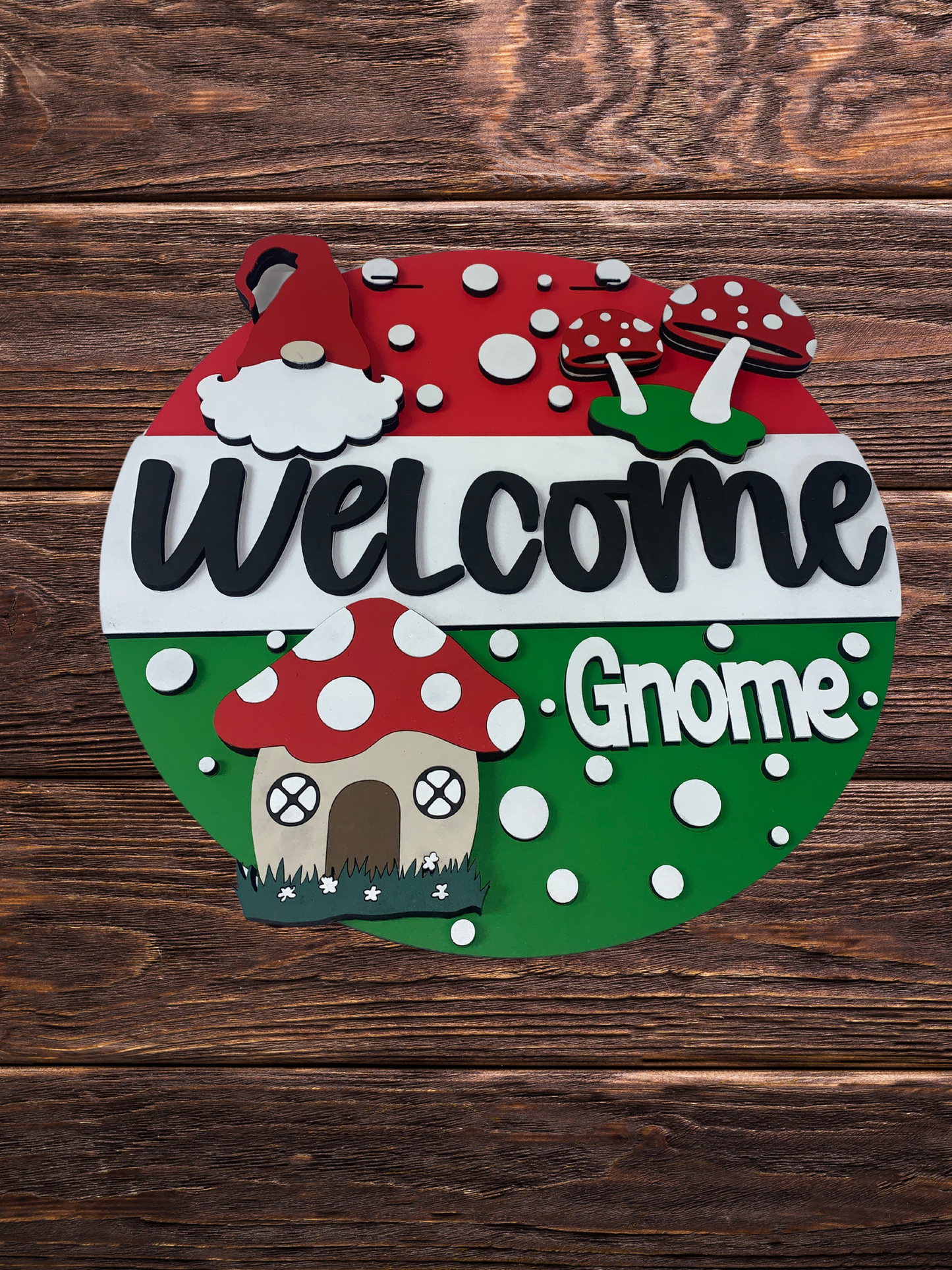 Gnome and Mushroom House Door Sign