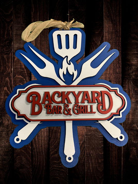 "Backyard Bar & Grill" Door Sign