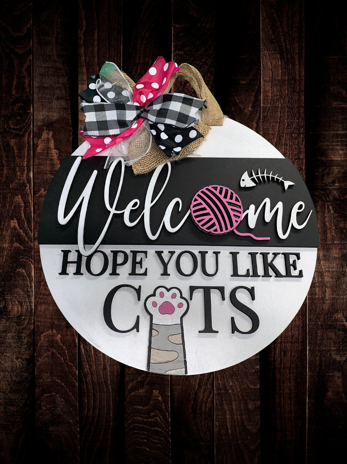 "Welcome, Hope You Like Cats" Door Sign