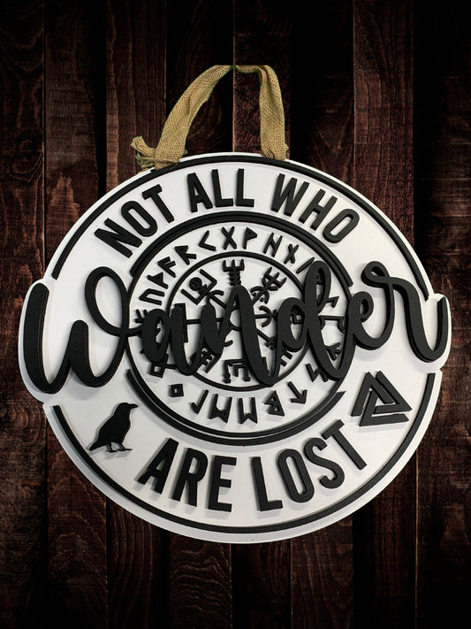 "Not All Who Wander Are Lost" Viking Compass Door Sign