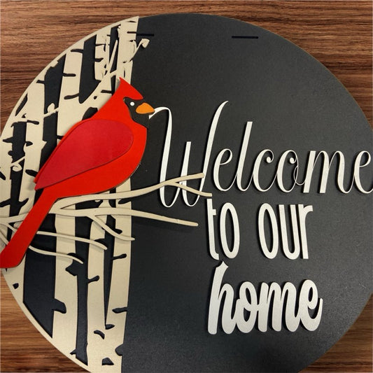 "Welcome to Our Home" Cardinal Door Sign