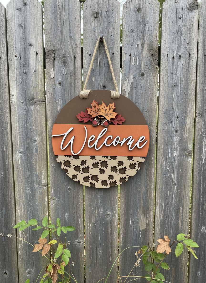 Fall Door Sign – Autumn Welcome Décor for Front Doors & Entryways
