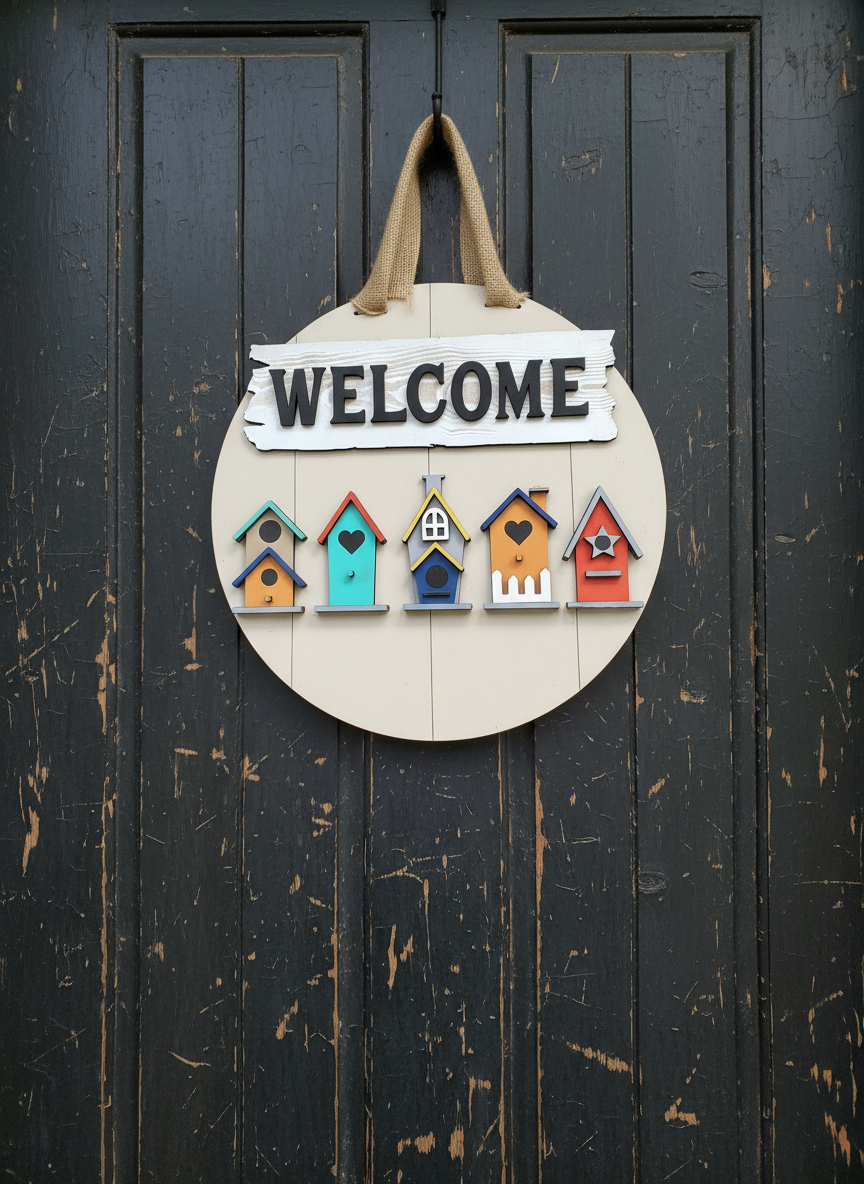 16-Inch Welcome Birdhouses Door Sign